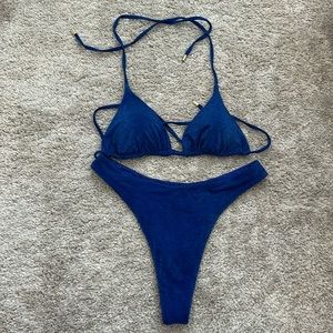 Monday Swimwear Navy Shimmer Bikini Bottom